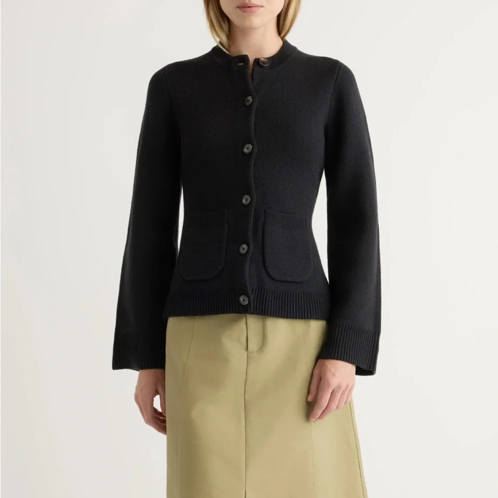 Modern Citizen Eames Organic Cotton-Wool Black Minimalist Cardigan Sweater M - Picture 4 of 14